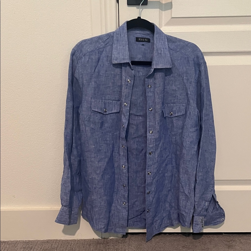 Rye Men's Chambray Blue Button-Up Shirt